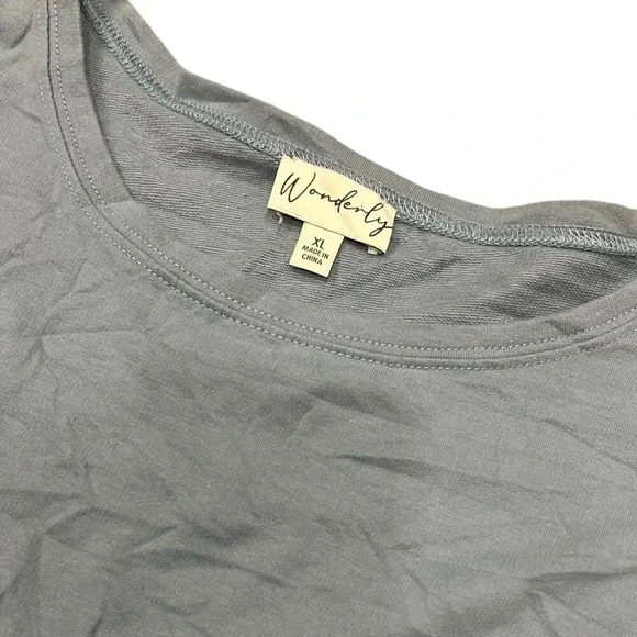 Wonderly Teal Micro Waffle Weave Long Sleeve Knit Tee XL - Picture 5 of 5